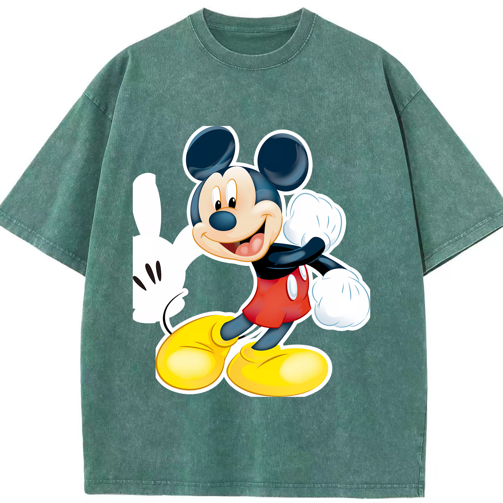 （画像用） ミッキーマウス Mickey Mouse 綿100% ヴィンテージ風 半袖Tシャツ（フロントプリント）
